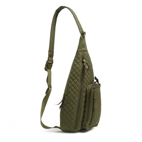 Vera Bradley *NWT* Women's Quilted Cotton Sling Backpack in Climbing Ivy Green - Picture 2 of 14